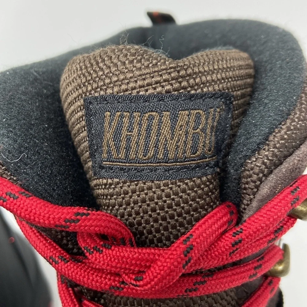NWT Khombu Brown/Black w/Red Laces Leather Winter Snow Boots Size 9